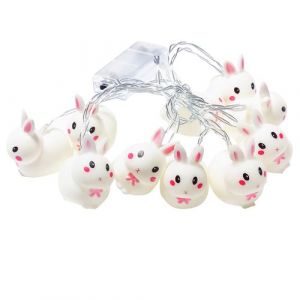 Guirlande Lumineuse À Led Lapin 10 Lumières 1,65 M,Alimenté Par Pile Multicolore MK11