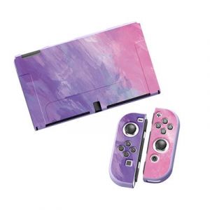 Switch Coque de Protection Frusde Givré Aquarelle Housse pour Nitendo Switch OLED-Violet Rouge