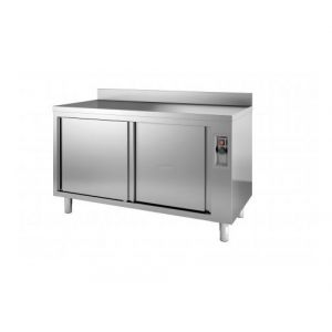 Meuble Bas Inox Chauffant Avec Dosseret - Gamme 600 - Combisteel - 1400x600Coulissante