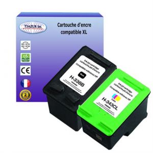 1+1 Cartouches compatibles avec HP OfficeJet H470, H470b, H470wbt, K7100, K7103, K7108 remplace HP 338+ HP343 (Noir+Couleur) - T3AZUR