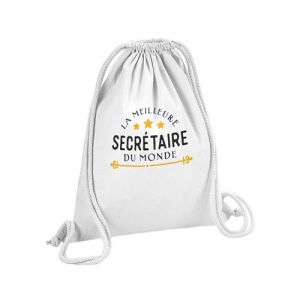 Fabulous Sac de Gym en Coton Blanc La Meilleure Secr&eacute;taire du Monde 12 Litres