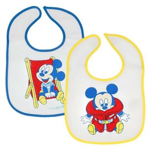Pack de 2 Bavoirs pour B&eacute;b&eacute; avec Fermeture &agrave; scratch au D&eacute;cor Mickey Mickey Mouse Multicolore