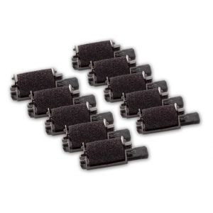vhbw 10x Rouleaux d'encre noir compatible avec Olympia CPD 12, CPD 12 L, PD 711 calculatrice de poche, caisse enregistreuse