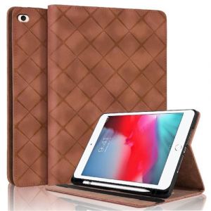 Coque pour iPad Mini 1/2/3/4/5 7,9 Pouces Motif Carré Tablette Etui PU Cuir Housse de Protection avec Multi-Angles ZURSANA Marron