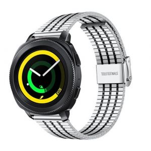 Strap-it Bracelet acier inoxydable - compatible pour Samsung Gear Sport (argent/noir)