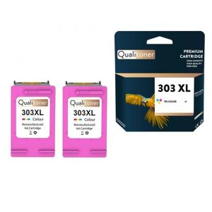 QUALITONER - 2 Cartouche compatible pour HP 303CL XL 303CLXL Couleur pour HP Tango Envy Photo 6200 Series Photo 6230 Photo 6232 Photo 6234 Photo 7100