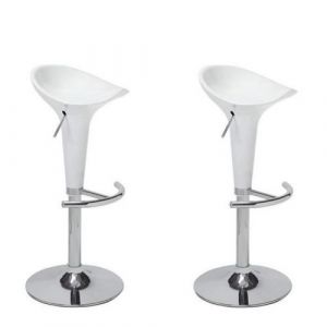 POP Lot de 2 tabourets de bar blanc - Contemporain - L 44 x P 47 cm