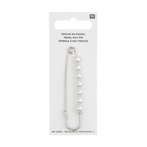 Épingle à Kilt avec Perles 76 x 18mm : Élégance Traditionnelle Revisitée - Rico Design(...) - Argent