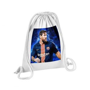 Fabulous Sac de Gym en Coton Blanc Leo Messi Barcelone Bleu Artwork 12 Litres