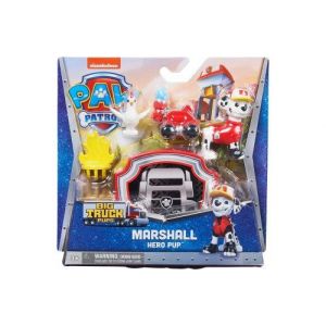 Coffret pat patrouille big truck : chien marcus avec drone de sauvetage + centre de commande + poule - set figurine animaux