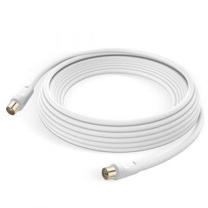 Câble Antenne TV Mâle Femelle Coxial 9.5mm PVC 5m LinQ Blanc