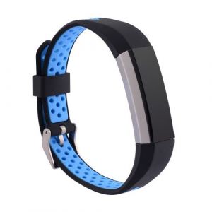 Bracelet en silicone souple bicolore noir/bleu pour votre Fitbit Alta/Alta HR