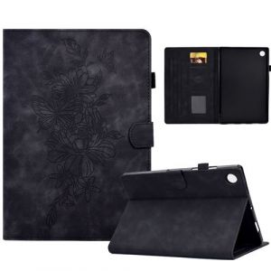 &Eacute;tui pour Samsung Galaxy Tab A11 8.7 Pouces 2025 PU Cuir Poche Cas Flip Coque Protection Housse Stand Case Gaufrage Papillon Pleur ZURSANA Noir