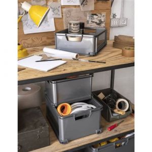 Curver Boîte de rangement Unibox L 30 L Gris, boîte de rangement, conteneur de rangement, boîte de rangement fonctionnelle 443867