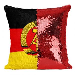 Fabulous Coussin avec Housse Sequin - Paillettes Rouge Drapeau Allemagne de L'est [40 x 40 cm]