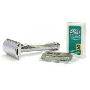 EDWIN JAGGER - RASOIR S&Eacute;CURIT&Eacute; - PLAQU&Eacute; CHROME - MANCHE DOUBL&Eacute; - DOUBLE TRANCHANT