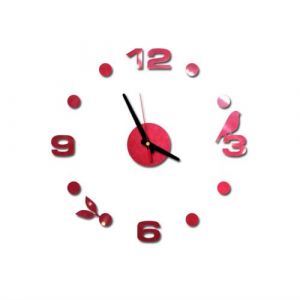 Nombres 3D Diy Romain Mur Acrylique Miroir Autocollant Horloge D&eacute;coration Int&eacute;rieure Stickers Mural Rouge PL619