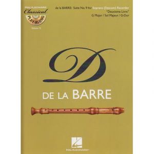 Partitions classique HAL LEONARD DE LA BARRE MICHEL - SUITE N°9 DEUXIEME LIVRE EN SOL MAJEUR + CD - FLUTE A BEC SOPRANO Flûte à bec