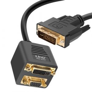 Adaptateur DVI Mâle vers VGA Femelle et DVI-I Femelle Compact 33cm LinQ Noir