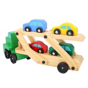 Voiture Jouet Jouet En Bois Mignon De Transport Enfant + Jouets Éducatifs Tôt De Modèle Voiture Mini Cadeau Noël pour enfant