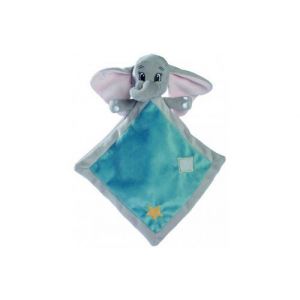 Doudou plat dumbo l eléphant 20 x 20 cm - set doudou enfant disney avec mouchoir gris et bleu