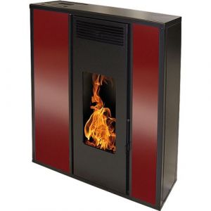 Poêle à granule TESSA 10 KW étanche bordeaux - INTERSTOVES - T10KWBDX