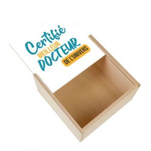 Boite Coffret en Bois - Fabulous - Certifi&eacute; meilleur Docteur de l'univers (11 x 11 x 3,5 cm)
