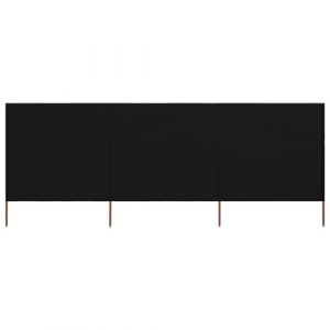 vidaXL Paravent 3 Panneaux Ecran de Plage Anti-vent Abri de Plage Pare-vue Coupe-vent Camping Jardin Pliable Extérieur Tissu 400x160 cm Noir