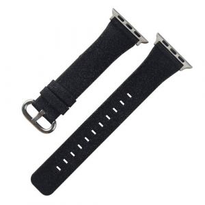 Bracelet de montre en cuir brillant pour Apple Watch Series 6/ SE/ 5/ 4 44mm,Noir