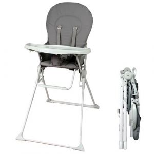 Bambisol Chaise Haute Bébé Pliable Fixe Ultra Compacte et Légère Grise