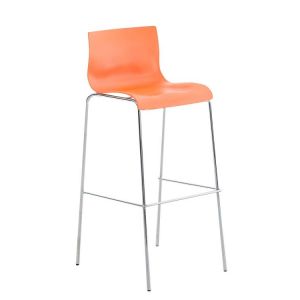CLP Tabouret de bar Hoover 4 pieds - Assise Plastique , Orange/Chrome
