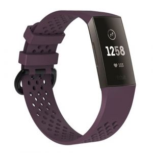 Bracelet en silicone bande creuse respirante, taille : S violet pour votre Fitbit Charge 3