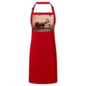 Fabulous Tablier Cuisine Premium Rouge Vieille Photo S&eacute;pia Fermier et sa Vache