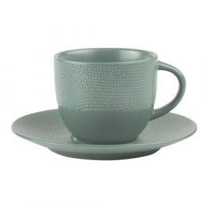 Tasse à thé et sous-tasse à Vésuvio bleu 22 cl (lot de 6) - Table Passion - Bleu - Grès