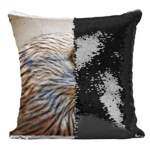 Fabulous Coussin avec Housse Sequin - Paillettes Noir Milan Royal Aigle Magnifique [40 x 40 cm]