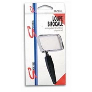 Loupe rectangulaire lentille acrylique bifocale cerclée métal 5x7,5cm