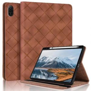 Coque pour Honor Pad X8 Pro 11.5 Pouces 2023 Motif Carr&eacute; Tablette Etui PU Cuir Housse de Protection avec Multi-Angles ZURSANA Marron