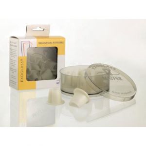 Boite de 6 decoupoirs (Coeur, carreau, pique, trèfle, virgule, demi-lune) professionnels exoglass 27 mm N1