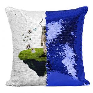 Fabulous Coussin avec Housse Sequin - Paillettes Bleu Cosmonaute Scaphandrier [40 x 40 cm]