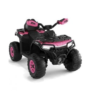 Quad &eacute;lectrique enfant 12V SMT-918 &ndash; 3-8 ans, batterie 12V4.5AH, LED/musique, USB, sans fil, vitesse 3km/h, rose fonc&eacute;