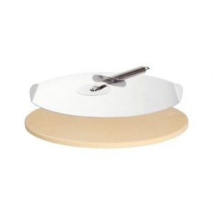 Paella world 9813 pierre de cuisson pour pizza livr&eacute; avec une roulette &agrave; pizza et un plateau 33&nbsp;cm