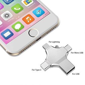 Yopin Cl&eacute; USB 16GO M&eacute;moire Stick 4 en 1 USB 2.0 Type-C Micro-USB et Lightning pour iPhone iPad Mac PC Android Clef USB Flash(16GO Ar