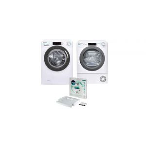 Pack lave-linge frontal 13kg 1400trs/min + sèche-linge condensatiion 10kg + kit de superposition