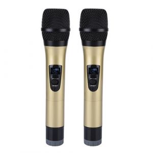 Microphone à main sans fil universel VHF avec récepteur pour karaoké / réunion d'affaires en or
