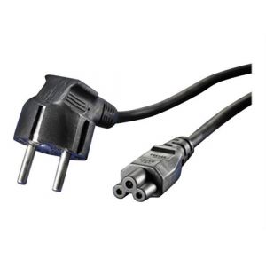 VALUE - Câble d'alimentation - power CEE 7/7 (M) pour IEC 60320 C5 - CA 250 V - 1.8 m - connecteur à 90° - noir