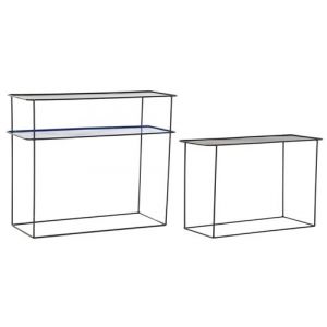 Ensemble 2 consoles Meuble console en metal coloris noir et bleu - PEGANE -