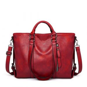 Sac &agrave; main tendance en cuir vegan rouge pour femme