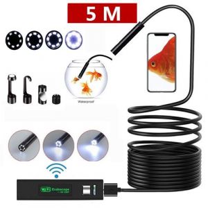 Endoscope Sans Fil WiFi 1200P Cam&eacute;ra D'inspection avec 5M de fil dur