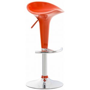 CLP Tabouret de bar Saddle avec Assise en p'lastique pied en métal , Orange