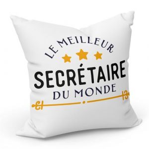 Fabulous Housse de coussin Blanc Le Meilleur Secr&eacute;taire du Monde [40x40 cm]